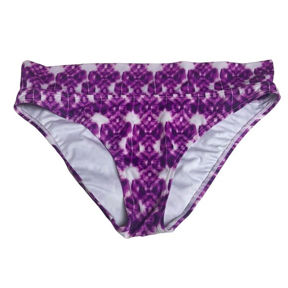 Victorias Secret Bikini Bottom Large Foldover Purple Abstract Print Hipster Pool - Picture 1 of 7